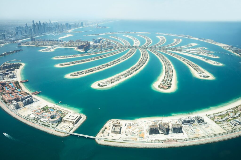 Luftaufnahme von Palm Jumeirah in Dubai, Traumwohnungen